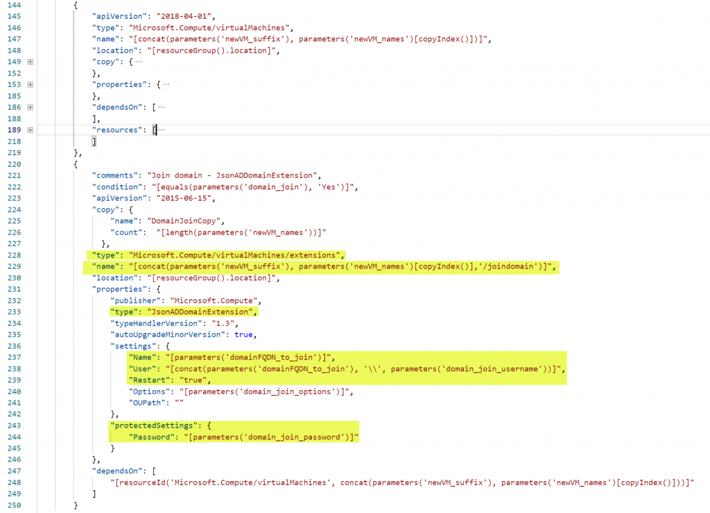 ARM Template JsonADDomainExtension