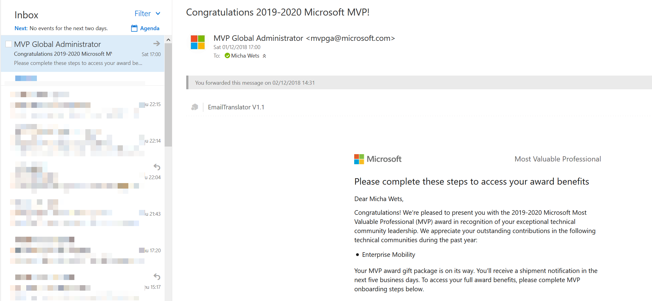 Honored to receive my first Microsoft MVP Award